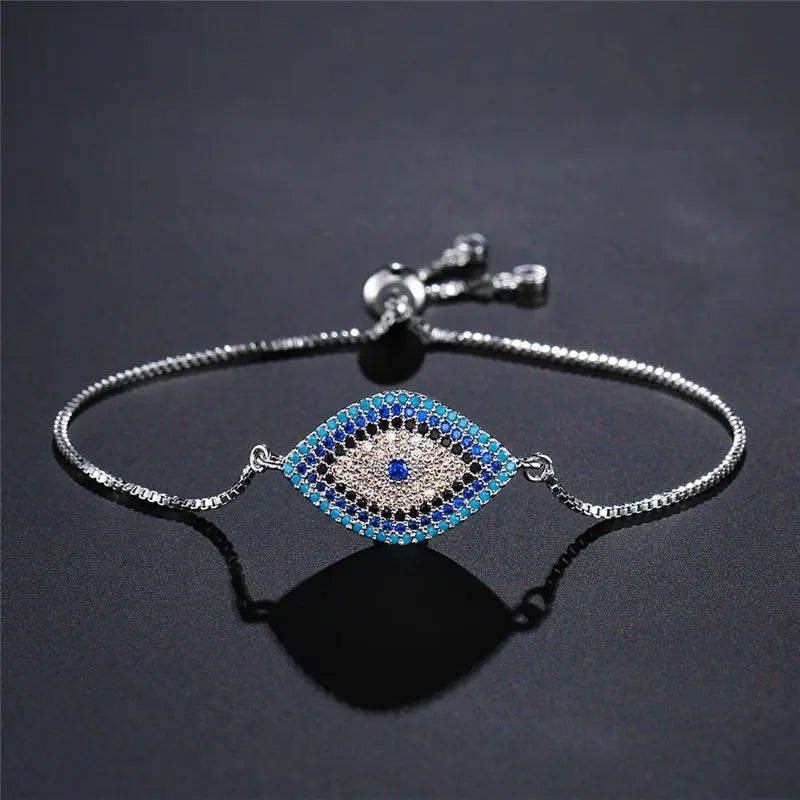 NEWBUY 2026 Trendiges türkisches goldfarbenes Armband mit bösem Blick, verstellbar, AAA-Zirkonia-Pflasterung, Glücksschmuck für Damen, Partygeschenk