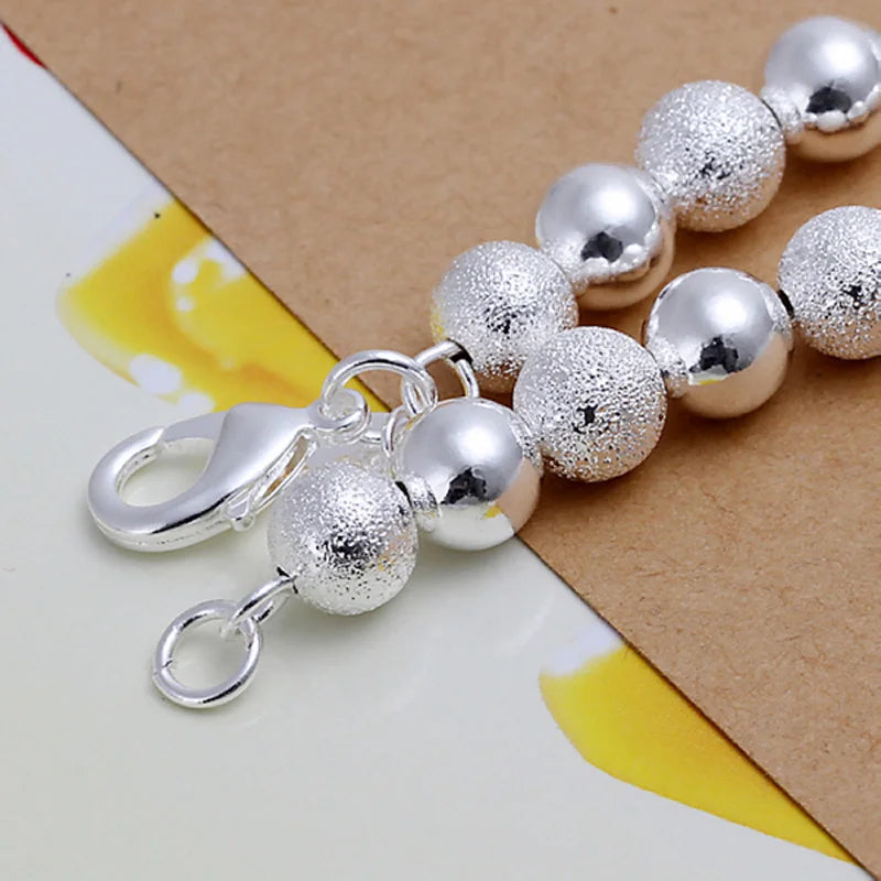 925 Sterling Silber Peeling Glatte Perlen Armband Halskette Ketten für Damen Mode Party Schmuck