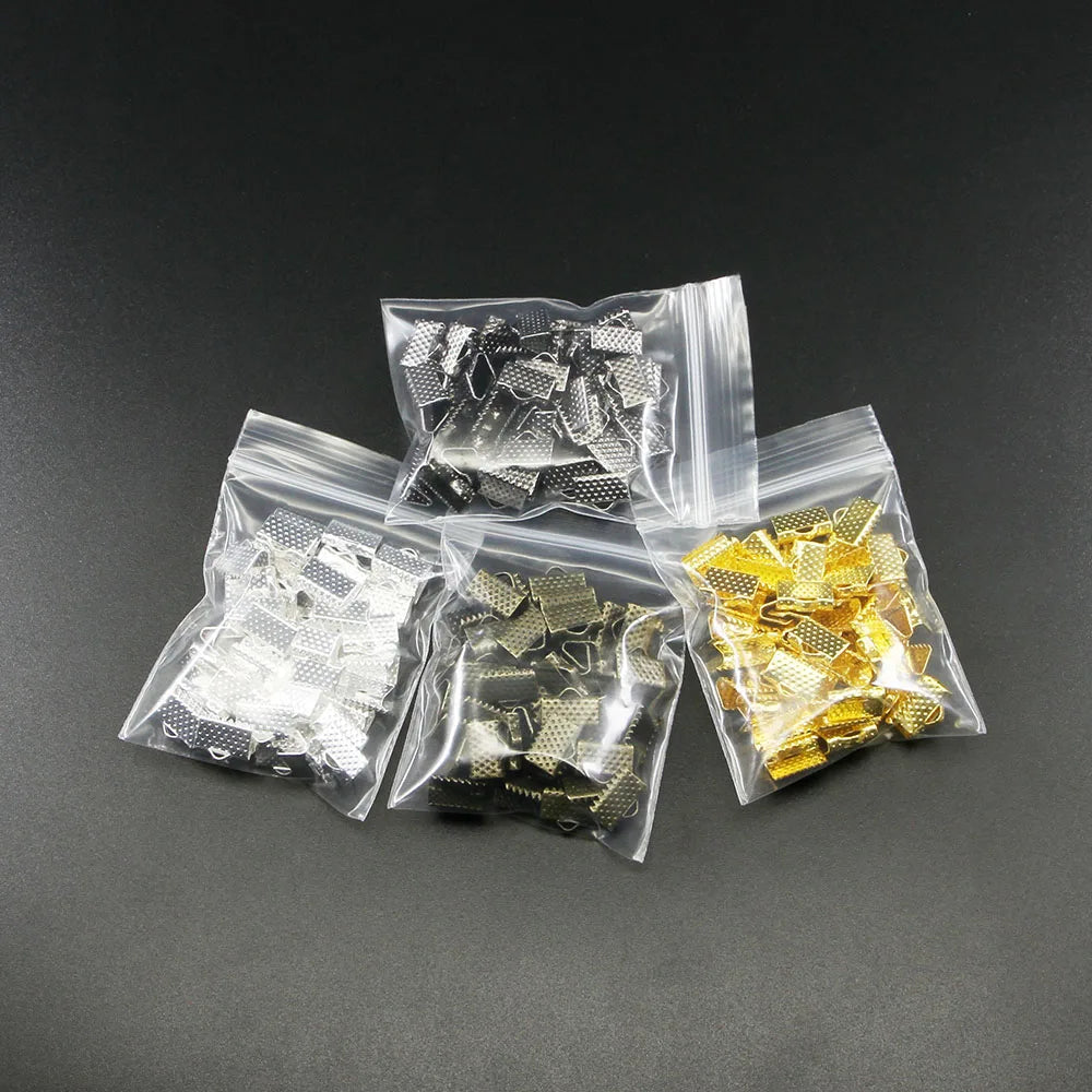50 Stk./Los Quetschperlen Crimpverbinder Kordel Leder Clip Halskette Armbandverbinder Endkappen für DIY Schmuckherstellung Zubehör