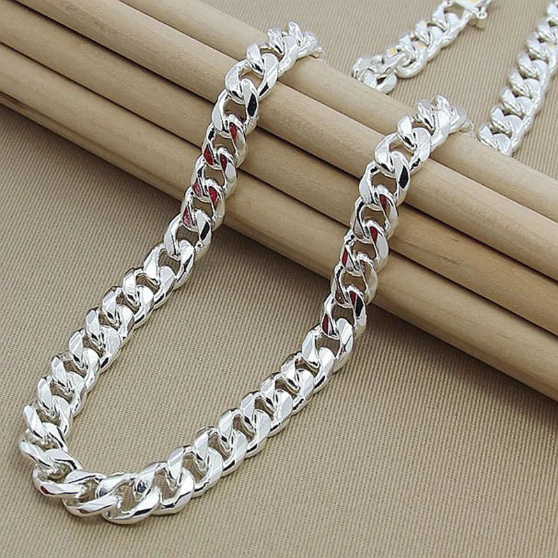 Aravant 10MM Herren Halskette Kette 925 Silber Halsketten Modeschmuck Accessoires