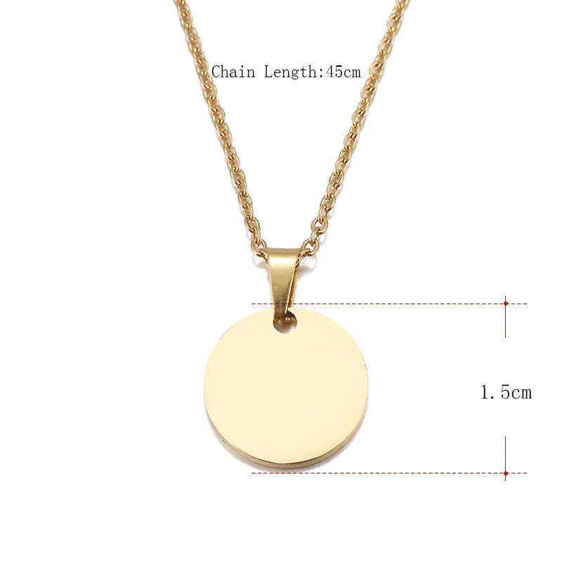 DOTIFI Stainless Steel Necklace Round Circle Pendant For Women Elegant Clavicle Rose Gol dNecklace Wedding Jewelry Wholesale