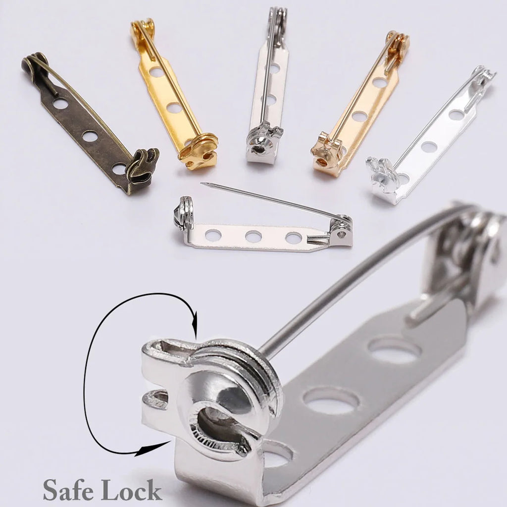 20-50 unidades de 20 25 32 38mm Pin de Broche con Cierre de Seguridad Base en Blanco Soporte para Placa para Fabricación de Joyas DIY Suministros
