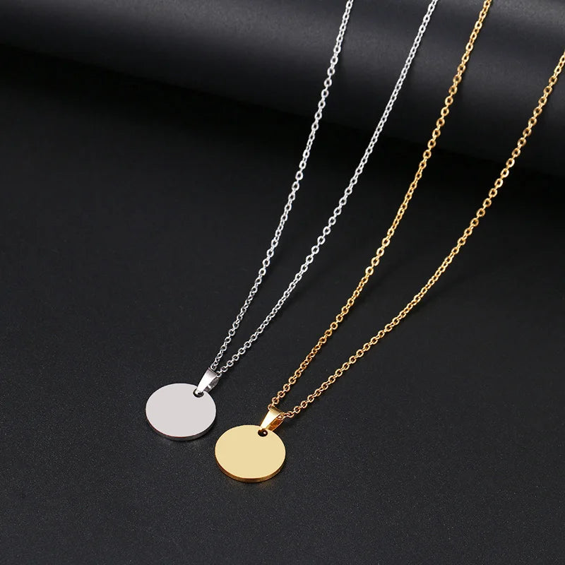 DOTIFI Stainless Steel Necklace Round Circle Pendant For Women Elegant Clavicle Rose Gol dNecklace Wedding Jewelry Wholesale