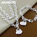 Aravant 925er Silber Brautschmuck Sets Liebe Herz Halskette Armbänder Set Für Frauen Mode Schmuck