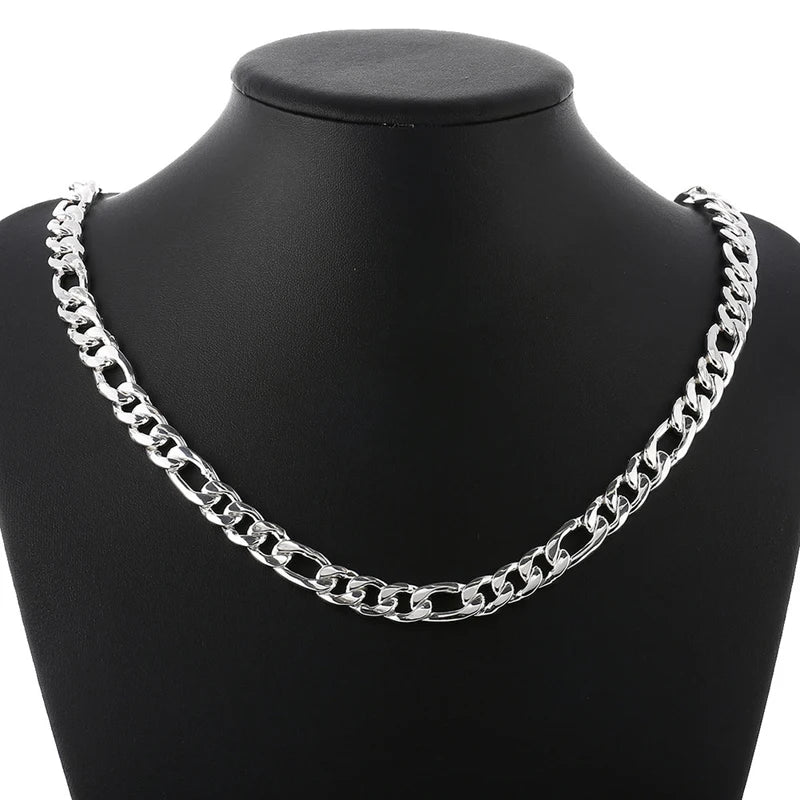 Aravant 925 Sterling Silber schlicht 6MM 8MM Halsketten und Armbänder seitlich für Herren und Damen Modeschmuck