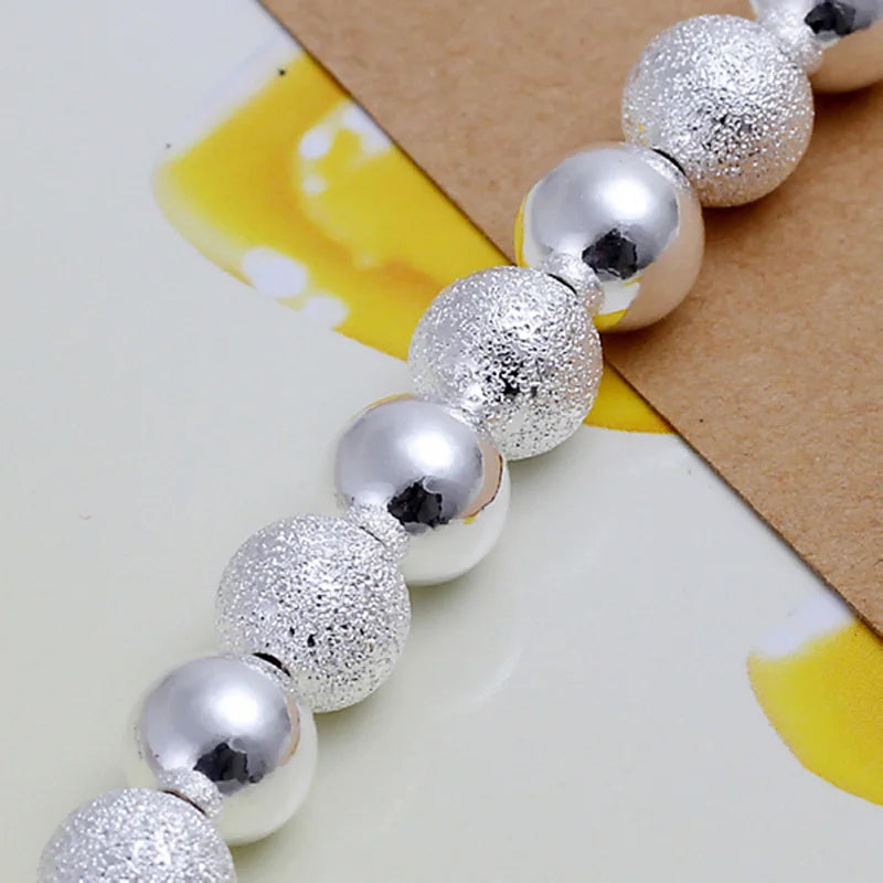 925 Sterling Silber Peeling Glatte Perlen Armband Halskette Ketten für Damen Mode Party Schmuck