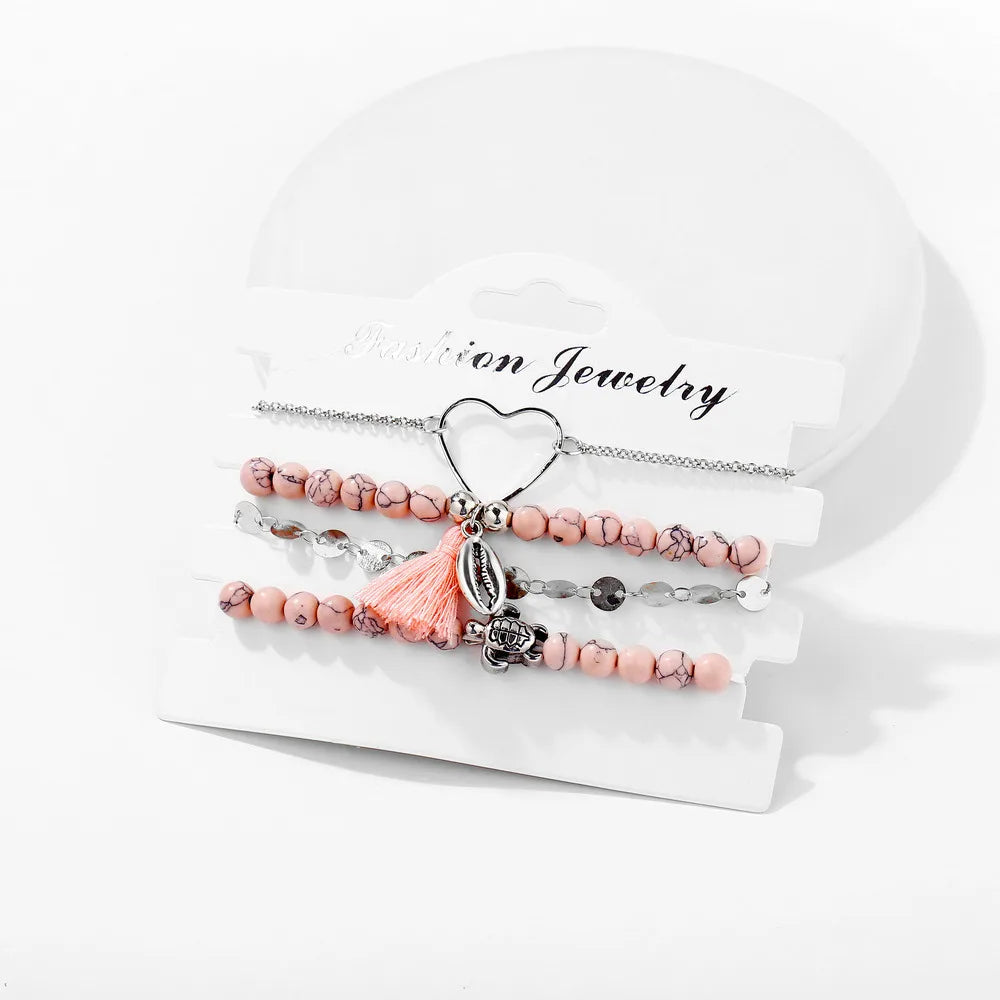 Boho Armreif für Frauen Schildkröte Elefant Herz Muschel Stern Mond Pfeil Karte Kristall Charms Perlen Armband Set Böhmischer Schmuck