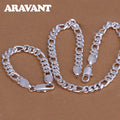 Aravant 925 Sterling Silber schlicht 6MM 8MM Halsketten und Armbänder seitlich für Herren und Damen Modeschmuck