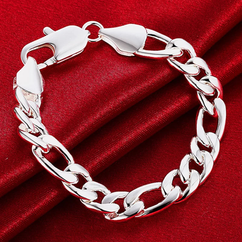 Aravant 925 Sterling Silber schlicht 6MM 8MM Halsketten und Armbänder seitlich für Herren und Damen Modeschmuck