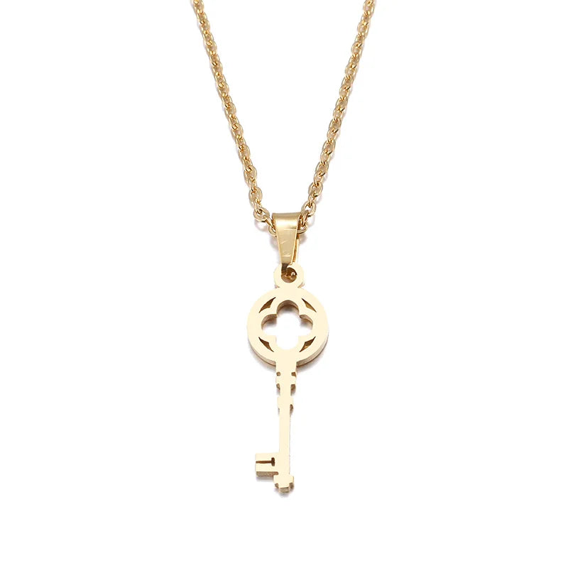 DOTIFI Stainless Steel Necklace For Women Lover's Fashion Key Pendant Clavicle Necklaces Valentine's Day Gift Card Jewelry