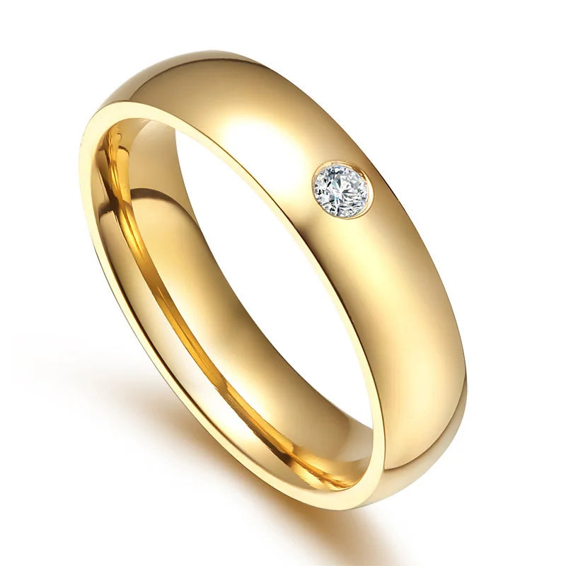 Vnox Classic Wedding Rings for Women Men Gold Color Stainless Steel Couple Band Anniversary Personalized Name Lovers Gift