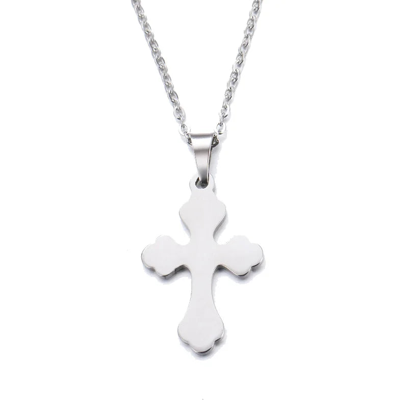 DOTIFI Stainless Steel Necklace For Women Man Lover's Sharp Cross Gold Color Pendant Necklace Engagement Jewelry