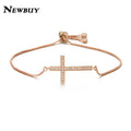 NEWBUY Klassische AAA+ Zirkonia Kreuz-Anhänger Armbänder für Frauen Verstellbare Kupferkette Armband & Bangle Dropship Schmuck