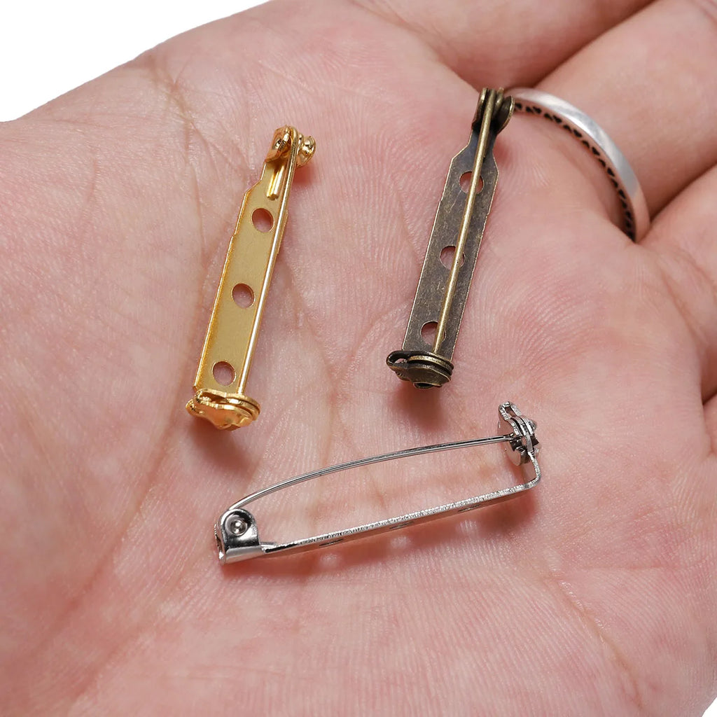 20-50 unidades de 20 25 32 38mm Pin de Broche con Cierre de Seguridad Base en Blanco Soporte para Placa para Fabricación de Joyas DIY Suministros