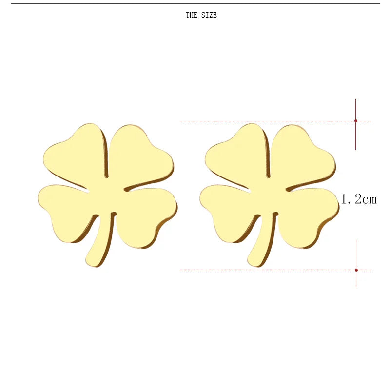 DOTIFI Edelstahl Ohrstecker für Frauen und Männer, Kleeblatt, Goldfarben, Verlobungsschmuck für Paare, Dropshipping