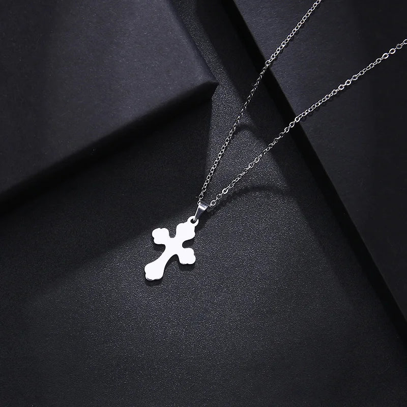 DOTIFI Stainless Steel Necklace For Women Man Lover's Sharp Cross Gold Color Pendant Necklace Engagement Jewelry