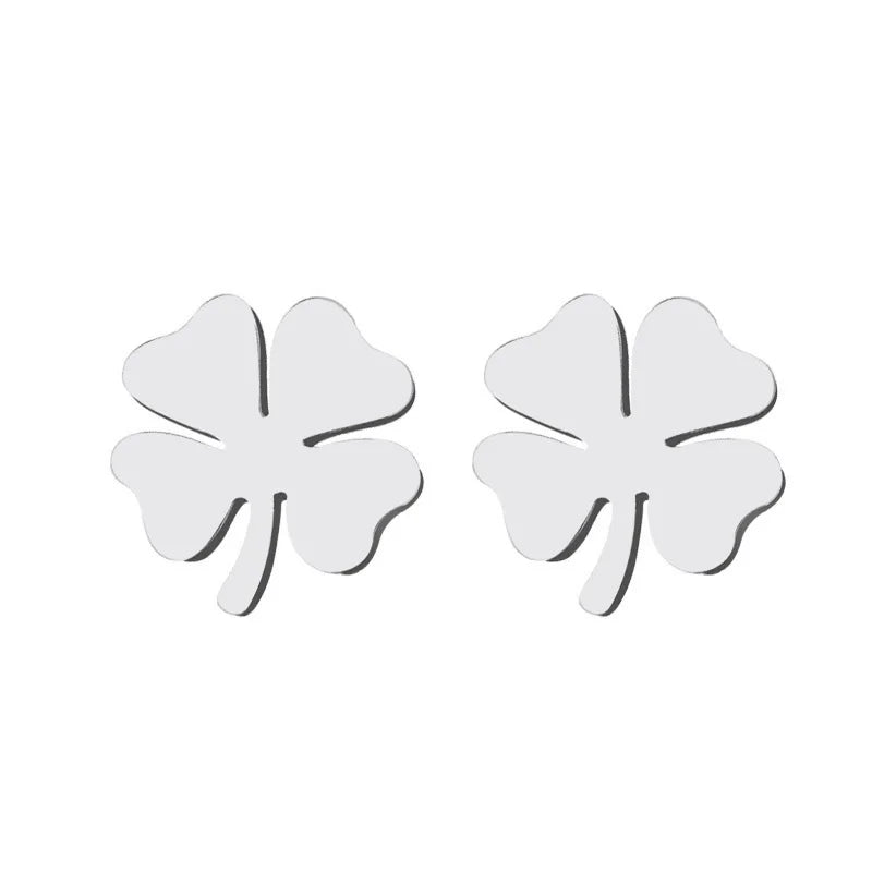 DOTIFI Edelstahl Ohrstecker für Frauen und Männer, Kleeblatt, Goldfarben, Verlobungsschmuck für Paare, Dropshipping