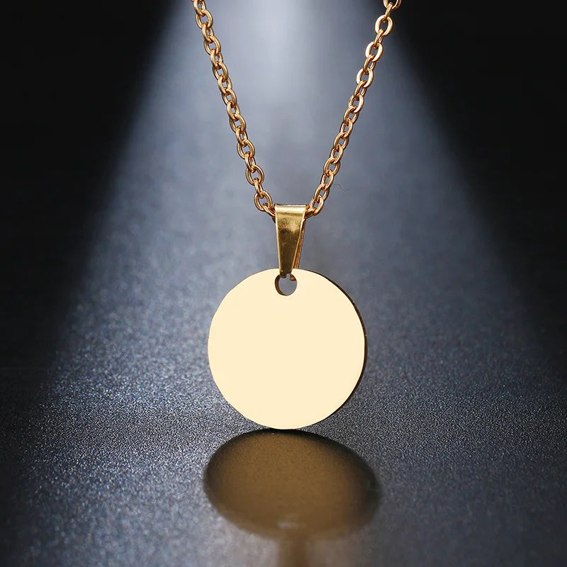 DOTIFI Stainless Steel Necklace Round Circle Pendant For Women Elegant Clavicle Rose Gol dNecklace Wedding Jewelry Wholesale