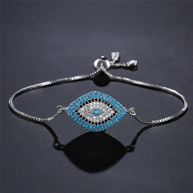 NEWBUY 2026 Trendiges türkisches goldfarbenes Armband mit bösem Blick, verstellbar, AAA-Zirkonia-Pflasterung, Glücksschmuck für Damen, Partygeschenk