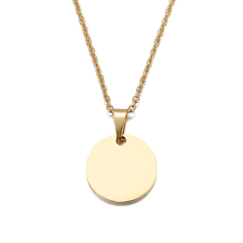 DOTIFI Stainless Steel Necklace Round Circle Pendant For Women Elegant Clavicle Rose Gol dNecklace Wedding Jewelry Wholesale