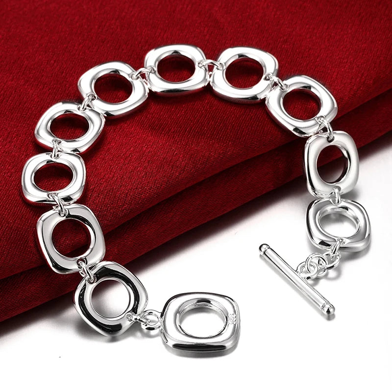 Aravant 925er Sterlingsilber quadratische Ohrringe Ringe Halskette Armband Set für Damen Partyschmuck Weihnachtsgeschenk