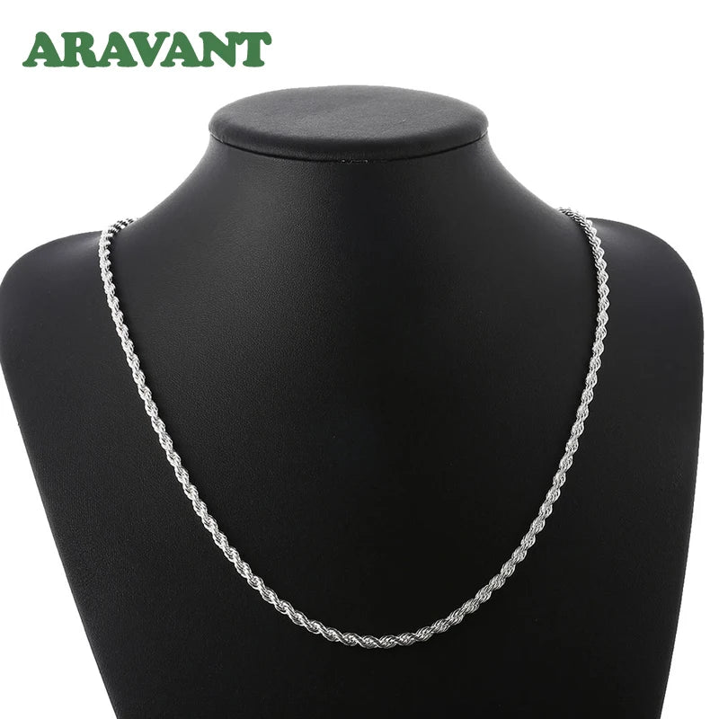 Aravant Collar de Plata 925 de 4 mm con Cadena de Serpiente Retorcida para Mujer, Joyería de Moda