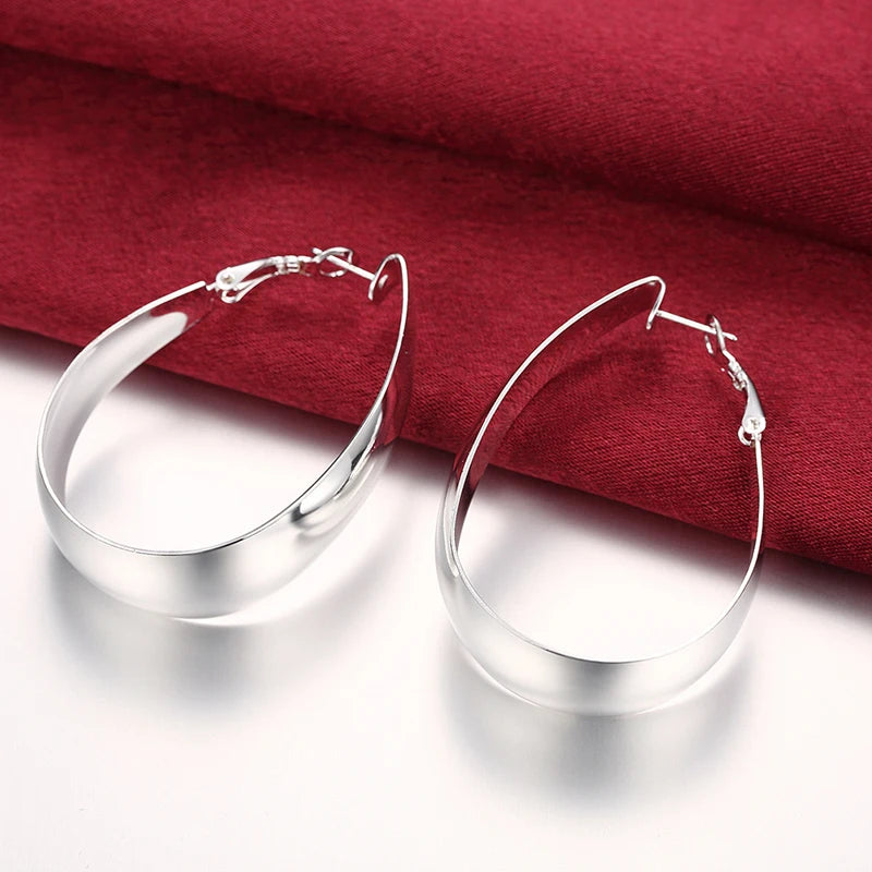 Aravant 925 Sterling Silber Glatte U-förmige Creolen für Damen Modeschmuck