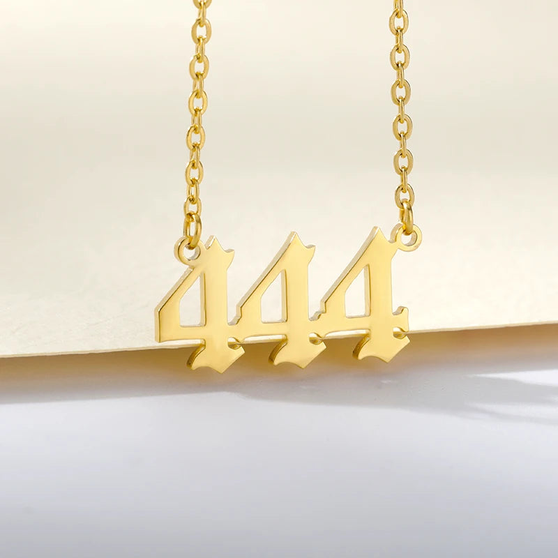 777 Angel Number Necklaces For Women Stainless Steel Couple Necklace Goth Chains Collar Choker Vintage Jewelry Aesthetic