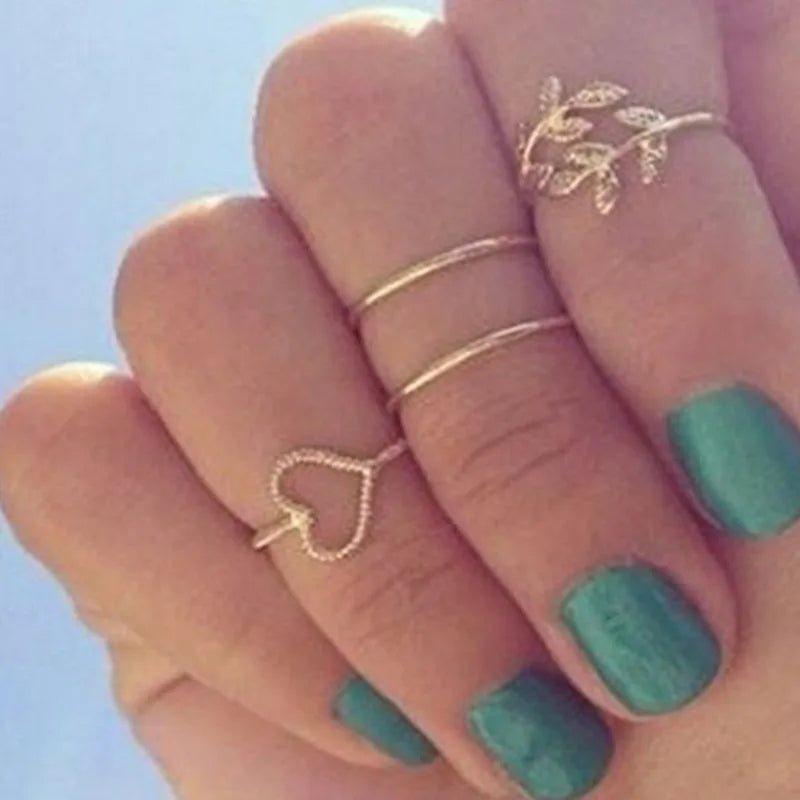 Fashion Geometrische Knöchelringe Set Für Frauen Kristall Goldfarben Fingerring Boho Damen Hochzeit Schmuck Geschenk