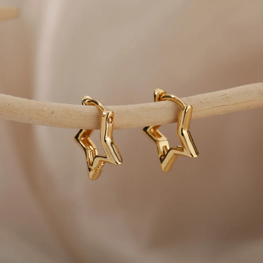 Luxus Stern Pendientes Ohrringe für Frauen Mädchen Edelstahl Minimalist Hoop Piercing 2025 Neu In Y2K Schmuck aretes de mujer