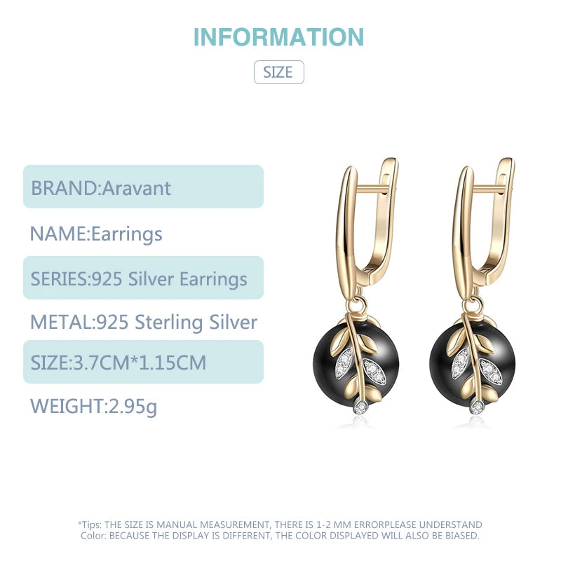 Pendientes colgantes largos de plata 925 y oro de 18 quilates con perlas negras para mujer, regalo de joyería de moda