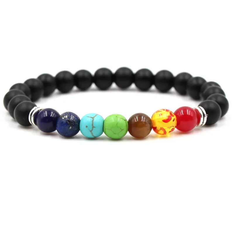 8MM Naturstein Perlenarmbänder für Frauen Männer Paar Lavagestein Heilung Balance Perlen Reiki Buddha Chakra Armreif Schmuck
