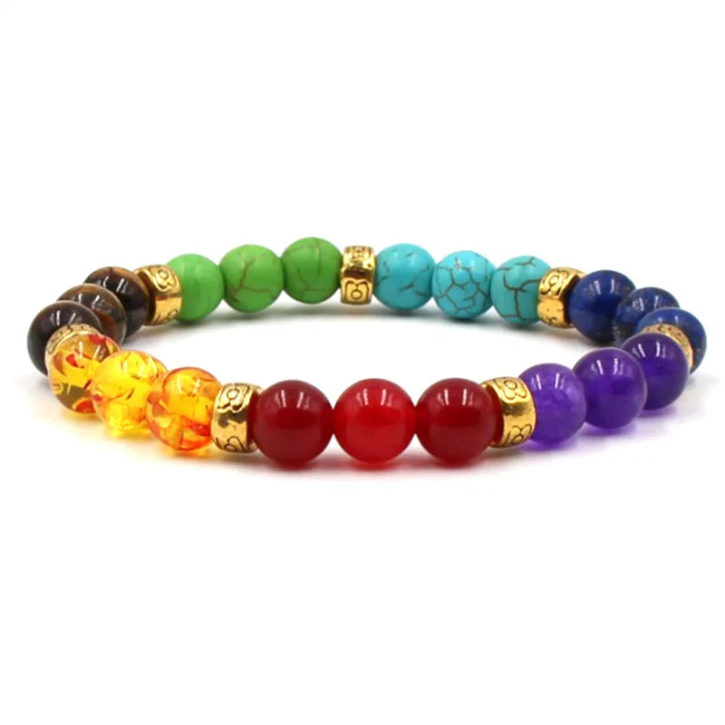 8MM Naturstein Perlenarmbänder für Frauen Männer Paar Lavagestein Heilung Balance Perlen Reiki Buddha Chakra Armreif Schmuck