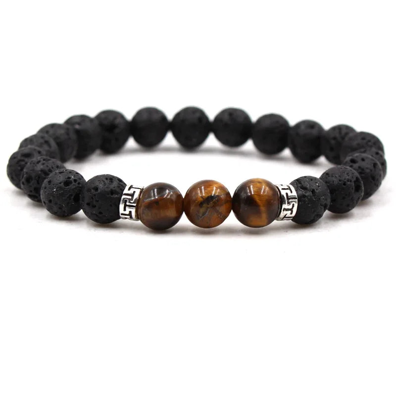8MM Naturstein Perlenarmbänder für Frauen Männer Paar Lavagestein Heilung Balance Perlen Reiki Buddha Chakra Armreif Schmuck
