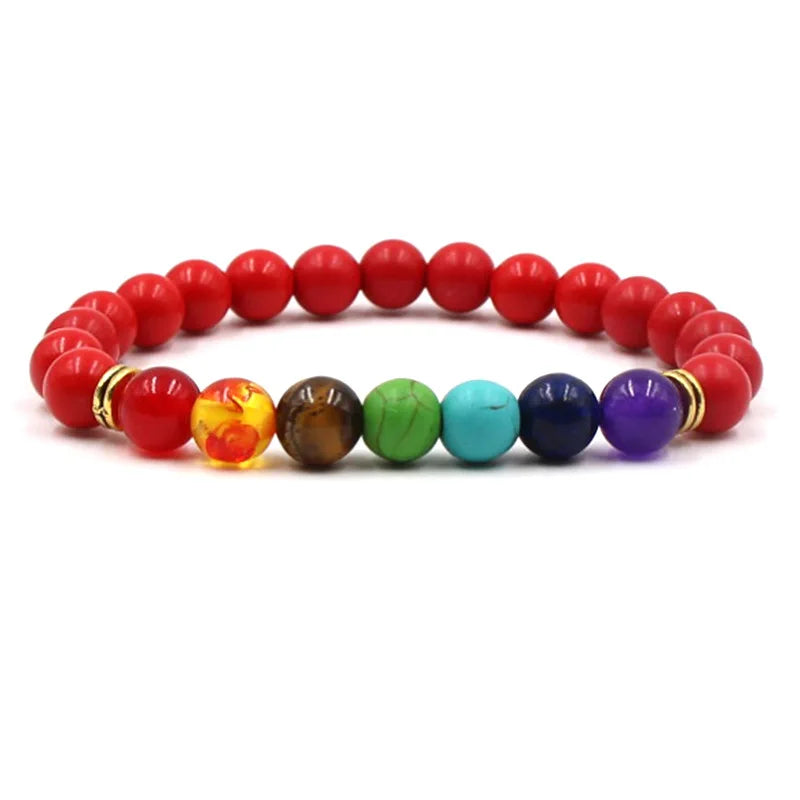 8MM Naturstein Perlenarmbänder für Frauen Männer Paar Lavagestein Heilung Balance Perlen Reiki Buddha Chakra Armreif Schmuck