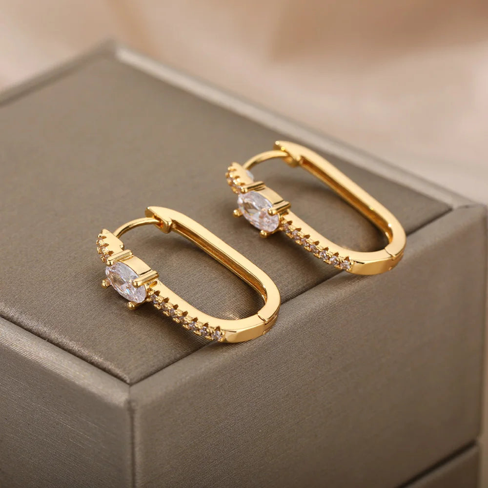 Minimalistische Zirkon-Rundohrringe für Frauen Edelstahl Unregelmäßige Ohrringe Mode Party Hochzeit Schmuck Geschenk Bijoux Femme 2022