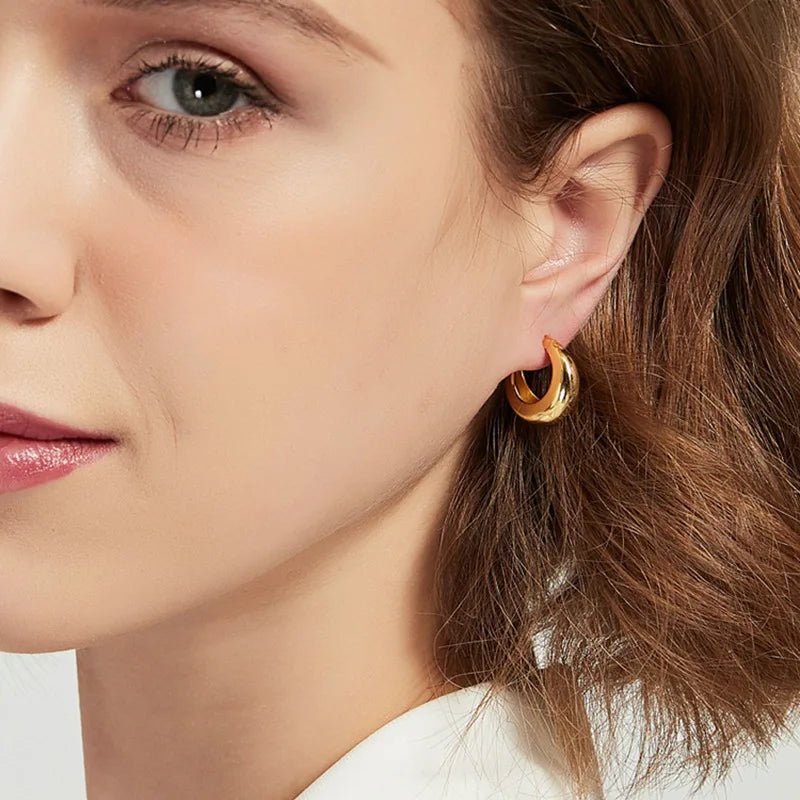 Pendientes de aro gruesos de plata de ley 925 chapados para mujer, joyería geométrica de círculo punk para oreja, regalos de fiesta, Dropshipping de novedad de 2021