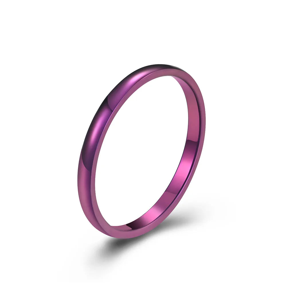 2mm dünner stapelbarer Ring Edelstahl Paarringe für Frauen und Männer Größe 4-12