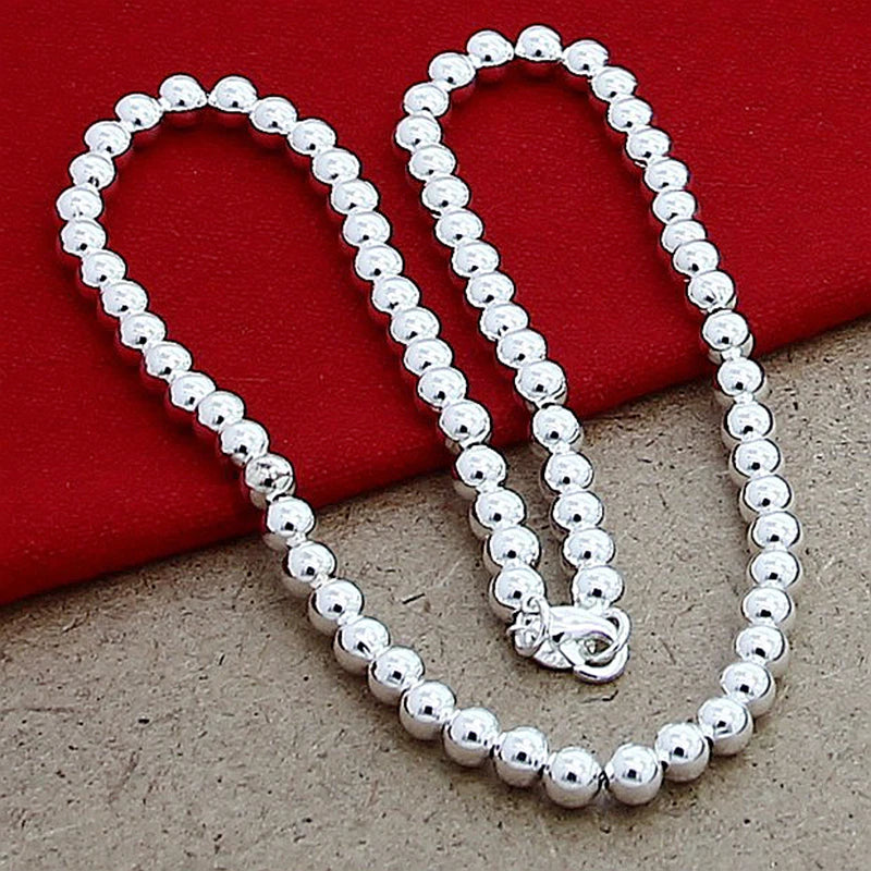Aravant Collar de cadena de cuentas de plata 925 de 4MM/6MM/8MM/10MM para hombres y mujeres, joyería de moda