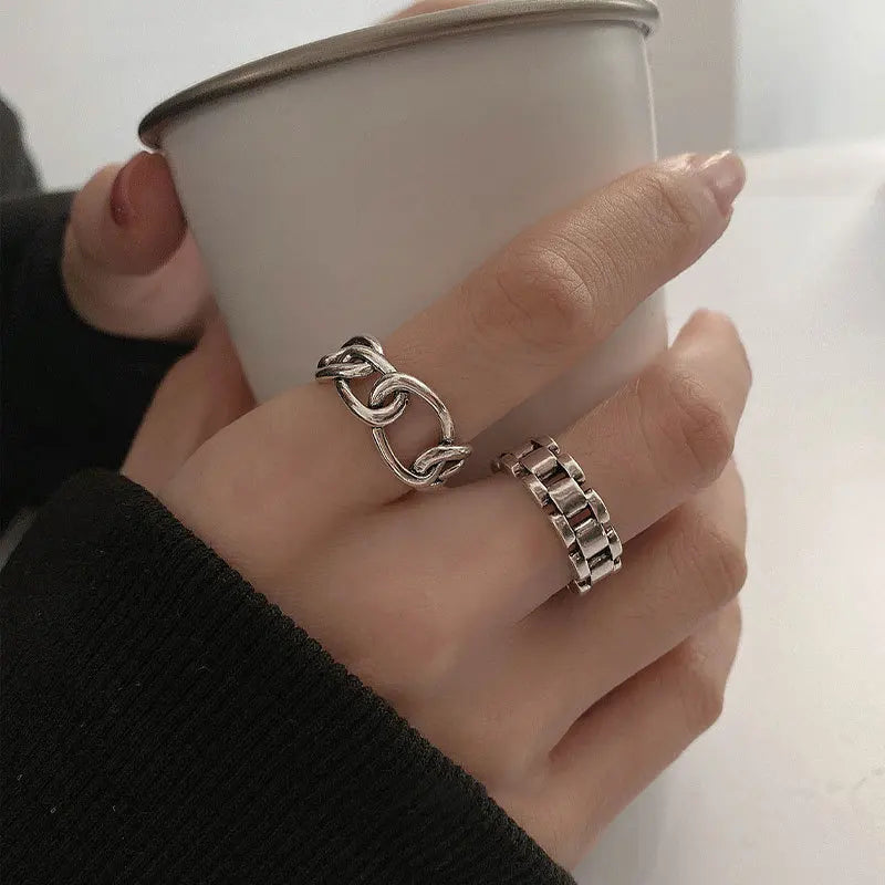 VENTFILLE 925 Sterling Silber Fingerringe Neue Mode Kreative Kreuz Hohlkette Geometrischer Partyschmuck Geschenke