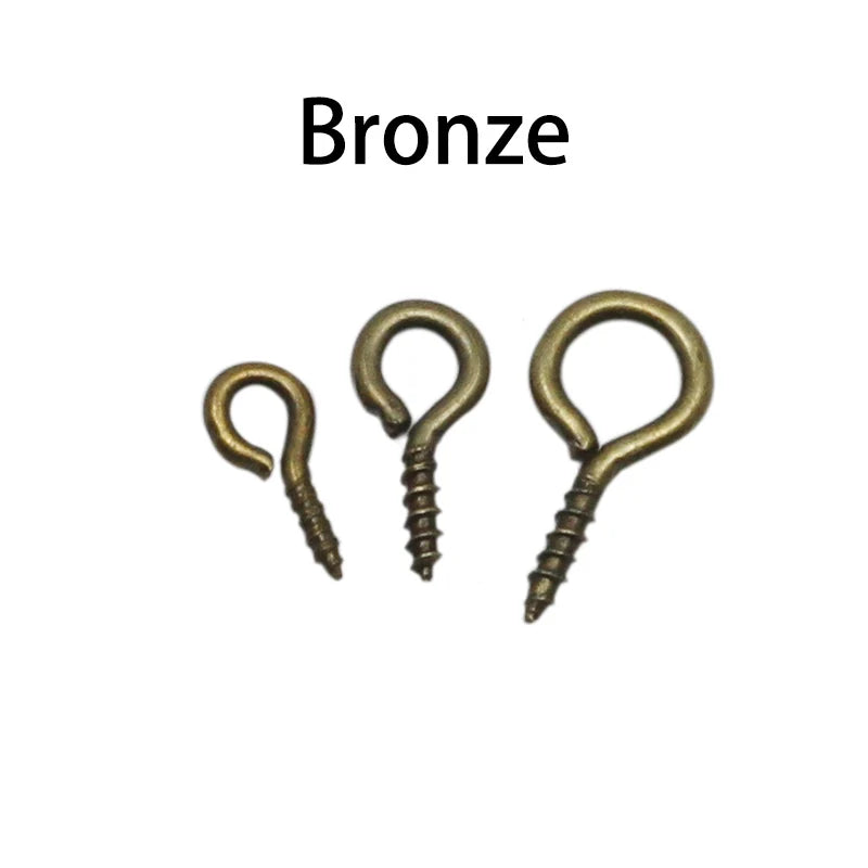100-200 unidades de mini ganchos de ojo, cierres de tornillo dorados, conectores, colgantes, ganchos roscados para hacer joyas, accesorios