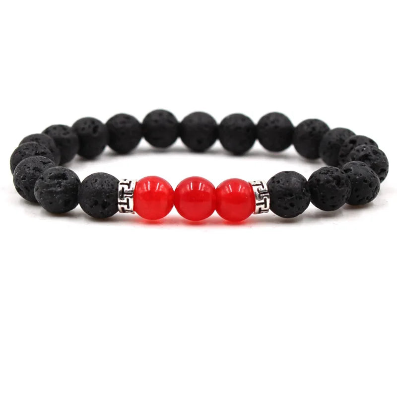 8MM Naturstein Perlenarmbänder für Frauen Männer Paar Lavagestein Heilung Balance Perlen Reiki Buddha Chakra Armreif Schmuck
