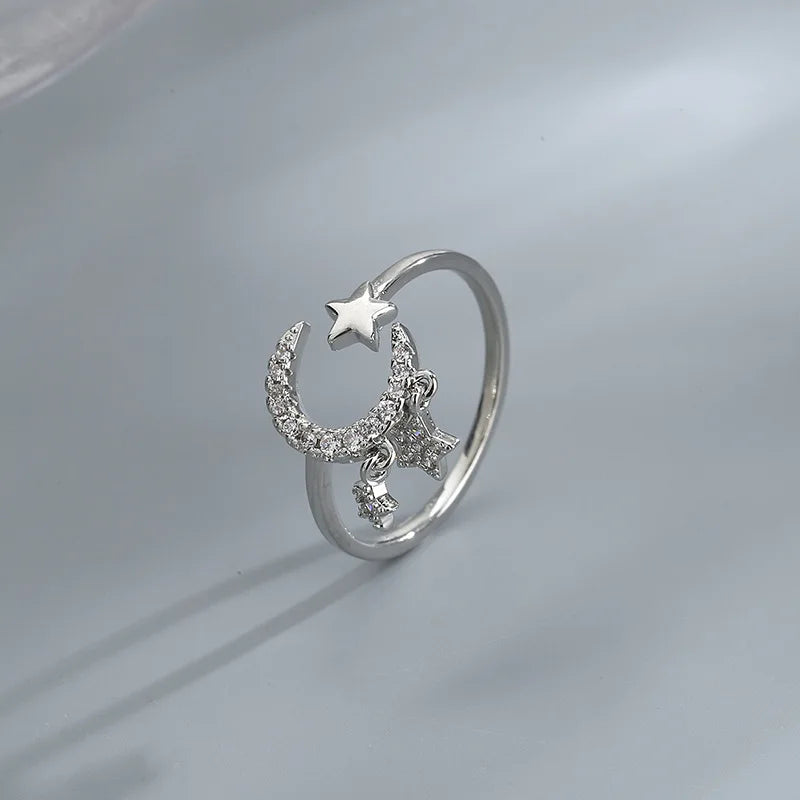 VENTFILLE 925er Silber Mond Quaste Öffnung Weiblich Mode Ins Ring