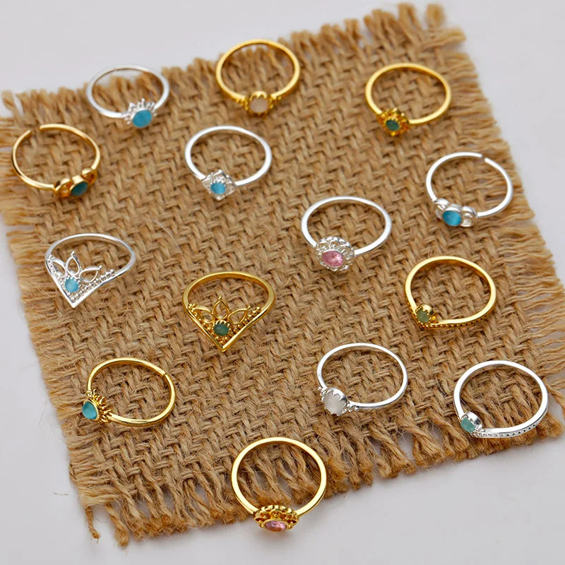 Edelstahl Opal Fingerringe für Frauen Mode Verstellbares Paar Geometrischer Ring Handgefertigter Ästhetischer Schmuck Anillos Geschenk