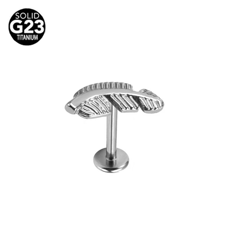 Piercing Labret G23 Titanio Serpiente Abeja Pluma 16G Rosca Interna Pendiente Cartílago Hélice Joyería Corporal