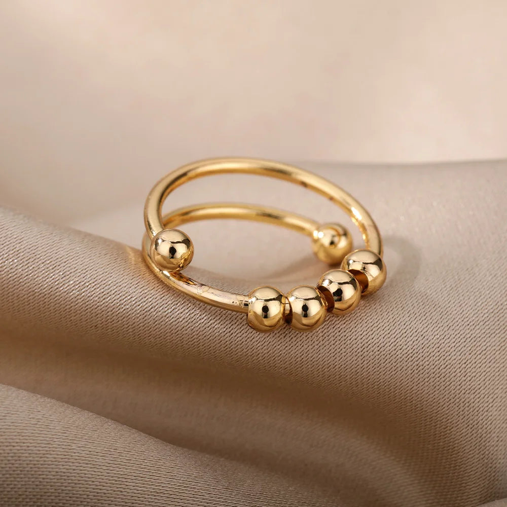 Anillos de Cuentas Vintage para Mujer Giran Libremente Antiestrés Ansiedad Anillo Individual Espiral de Cuentas Gira Joyería Regalo Mujer
