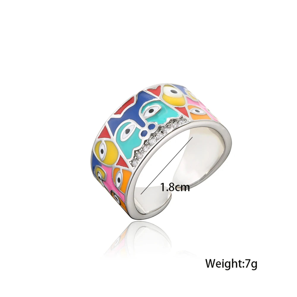 NEWBUY 2024 Neue Ringe für Damen Weiße CZ Handgemachte Emaille Süße Katze Einzigartiger Trendiger Ring Party Mode Schmuck