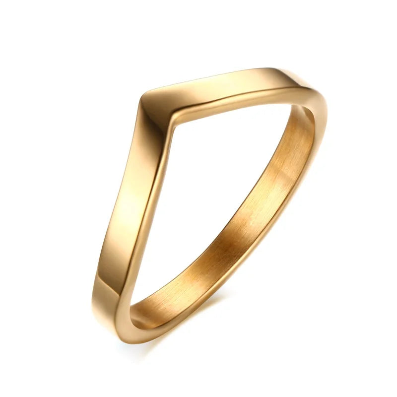 Einfacher Chevron V-Form Ring oder Party 316L Edelstahl Modeschmuck Ringe für Damen
