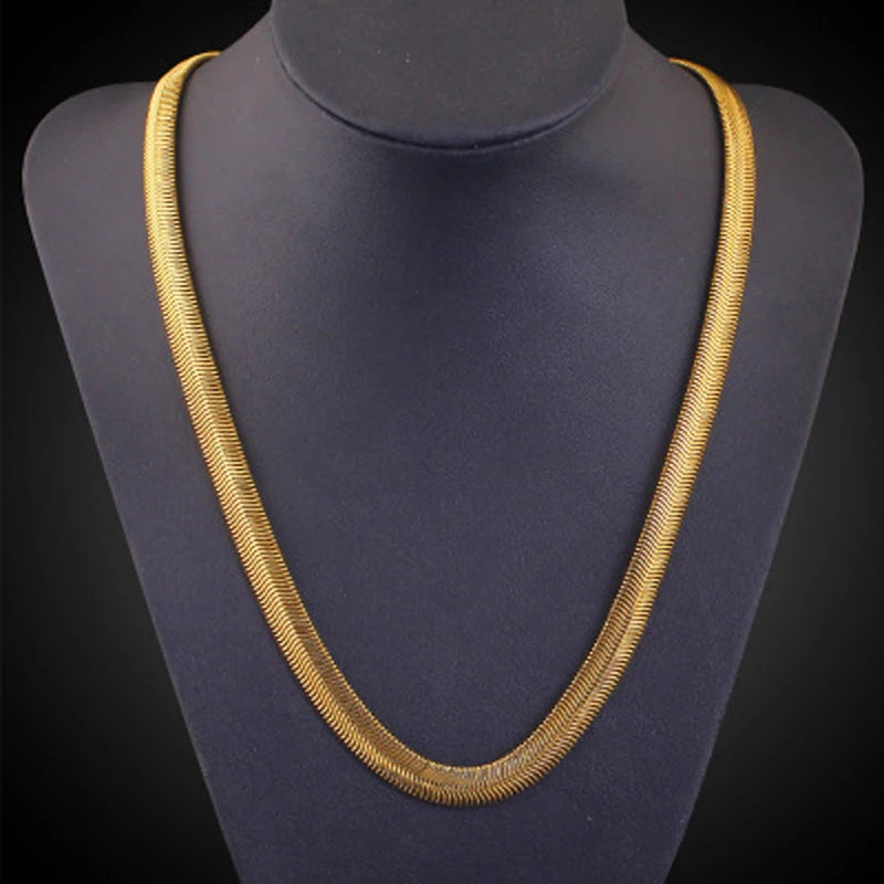 Collar de Cadena de Serpiente Aravant de Plata 925 y Oro de 18K de 6MM Para Hombres y Mujeres Joyería de Moda