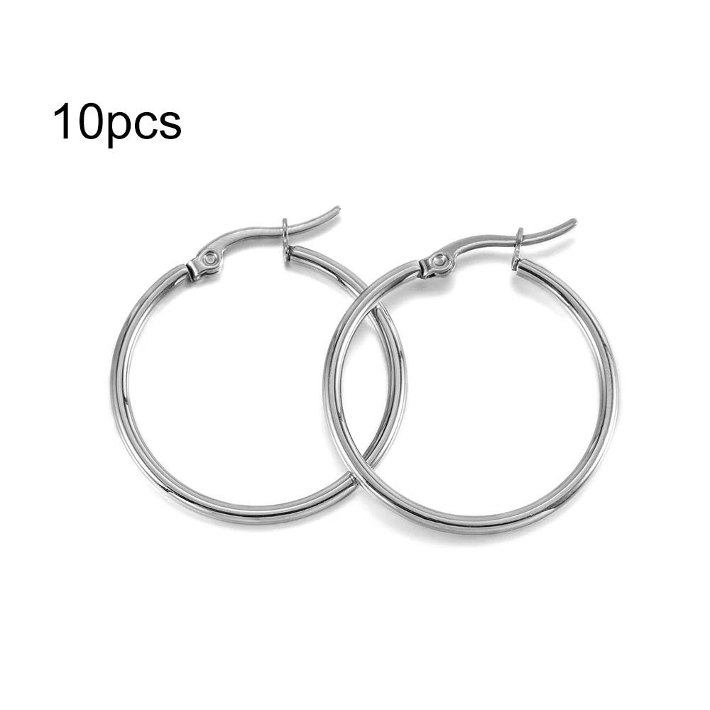 10 Stück schwarze offene Ohrringe Kreis Edelstahl Ohrringhaken 15-50mm Schlaufenbasis Ohrring für DIY Schmuckherstellung Zubehör